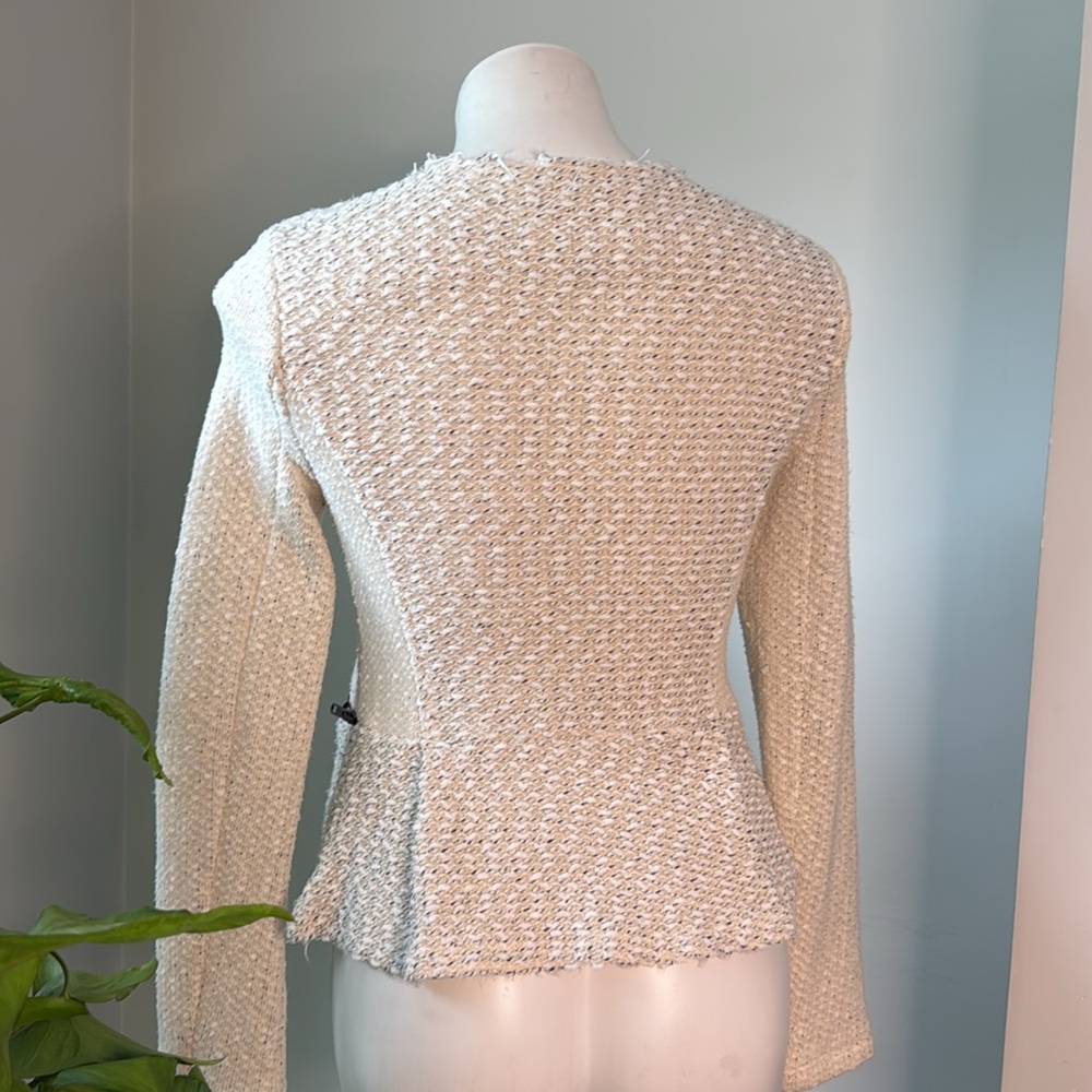Anthropologie Cartonnier Boucle Knit Snap Peplum Cardigan Jacket small - Picture 6 of 9